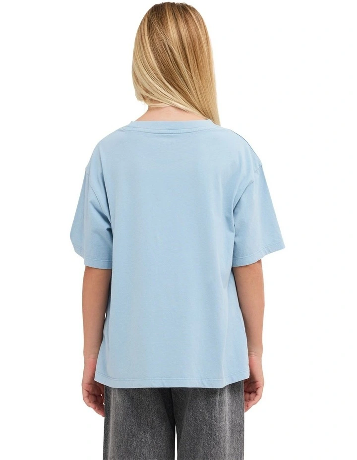 Girls 8-16 Eveoversize Washed T-Shirt in Blue image 2