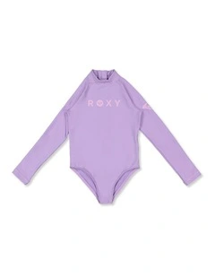 Girls 2-7 Heater Long Sleeve One Piece Swimsuit in Purple