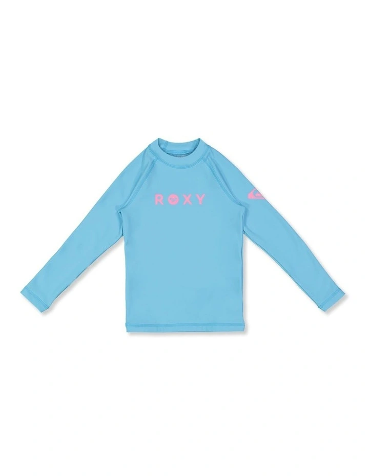 Girls 2-7 Roxy Heater Long Sleeve Rashguard in Blue image 1