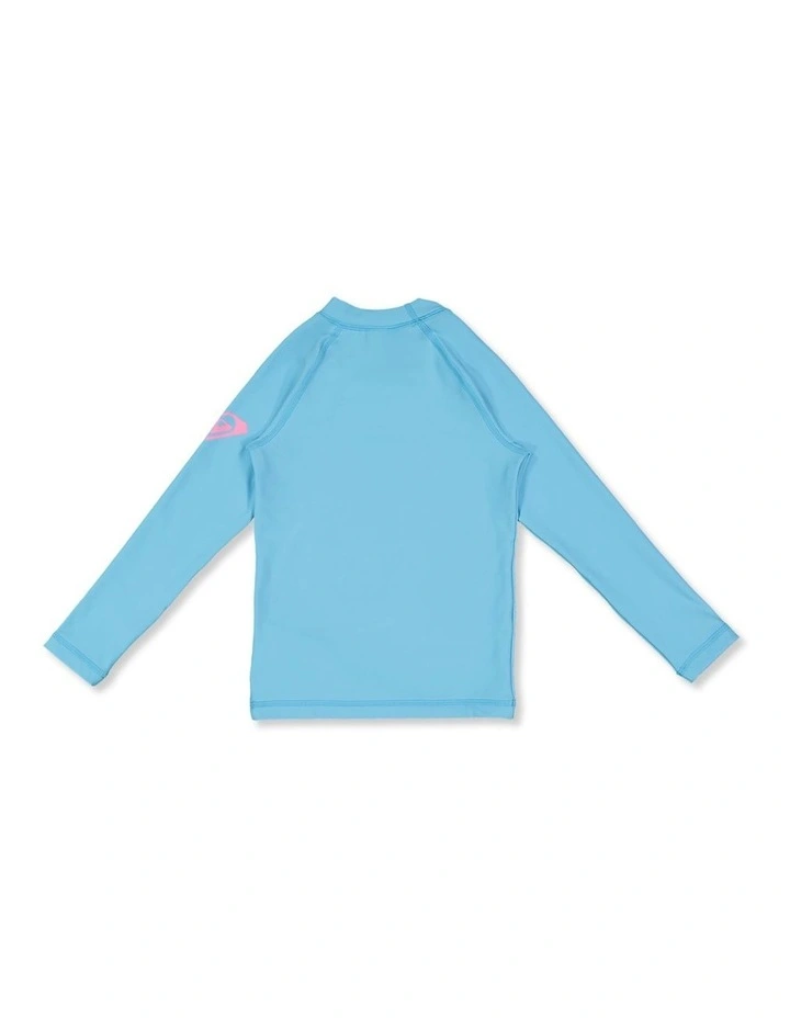 Girls 2-7 Roxy Heater Long Sleeve Rashguard in Blue image 2