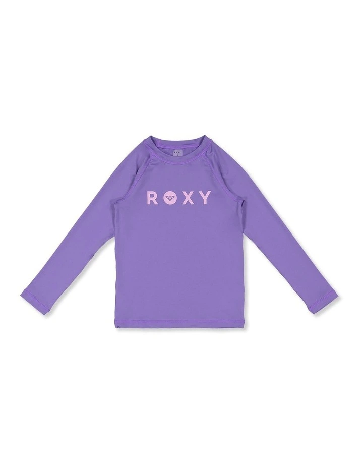 Girls 2-7 Essential Long Sleeve Rashguard in Purple image 1
