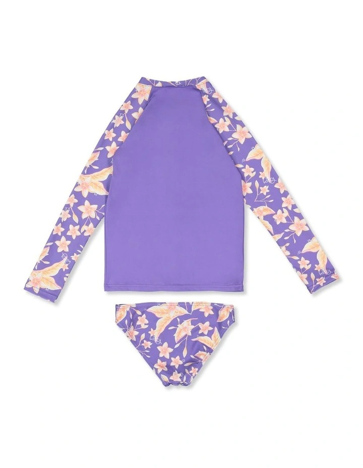 Girls 2-7 Plumeria Love Long Sleeve Rashguard in Purple image 2