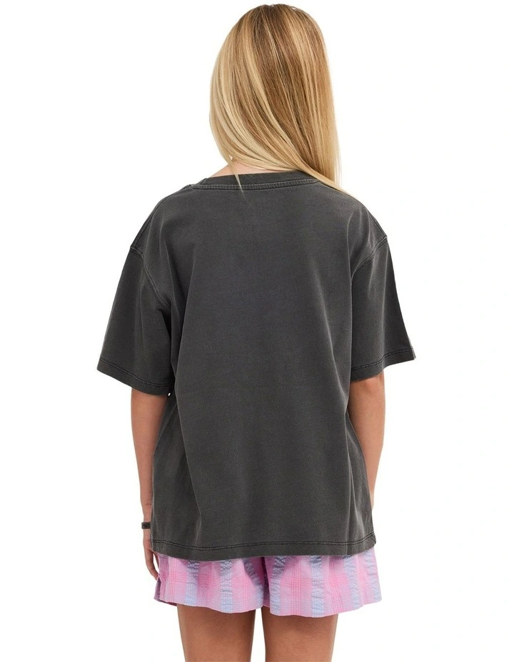 Girls 8-16 Flower Chain T-Shirt In T-Shirt in Black image 2