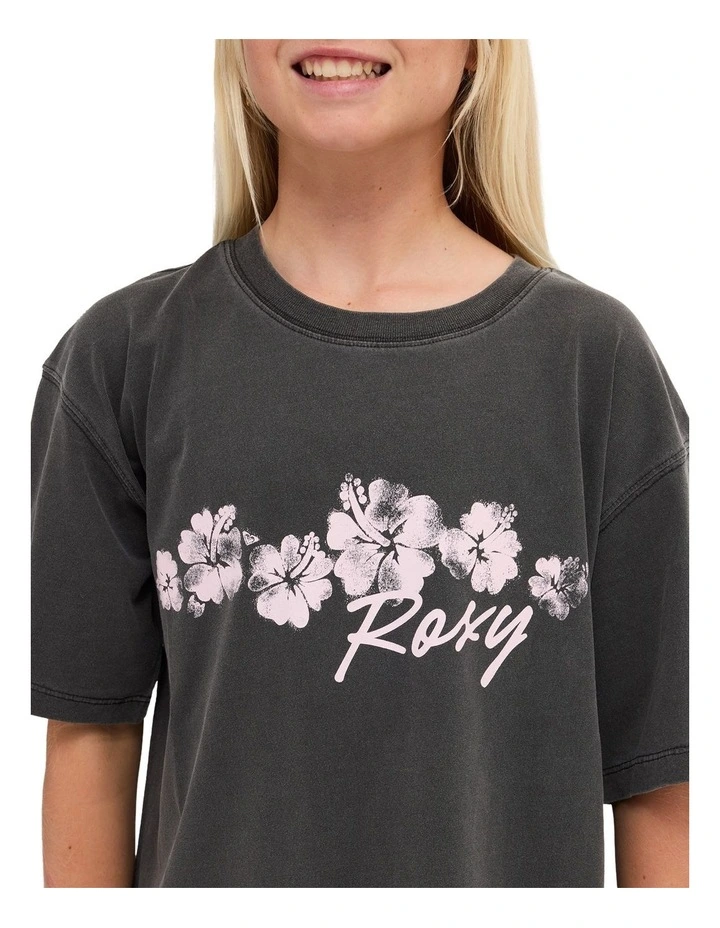 Girls 8-16 Flower Chain T-Shirt In T-Shirt in Black image 4