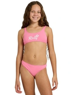 Girls 8-16 Summer Wave Bralette Two Piece in Pink Carnation