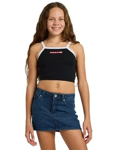 Girls 8-16 Rewind Me Cami Tank Top in Black