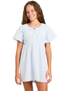 Girls 8-16 Coastal Check Dress In Windsurfer