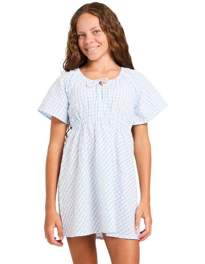 Girls 8-16 Coastal Check Dress In Windsurfer image 1