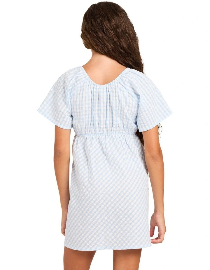 Girls 8-16 Coastal Check Dress In Windsurfer image 2