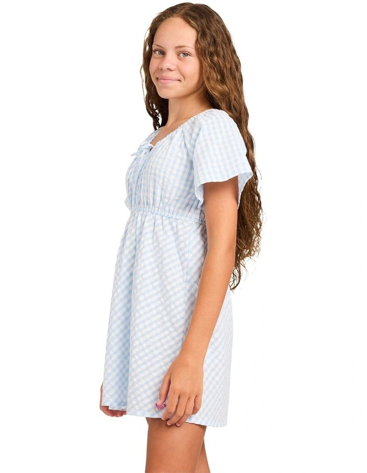 Girls 8-16 Coastal Check Dress In Windsurfer image 3