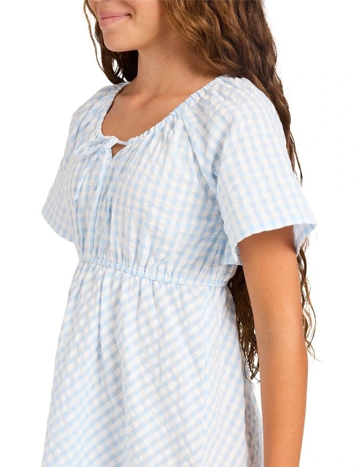 Girls 8-16 Coastal Check Dress In Windsurfer image 4
