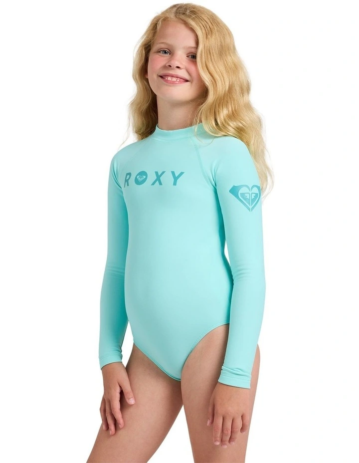 Girls 8-16 Heater UPF 50 Long Sleeve Rashguard In Aruba Blue image 3