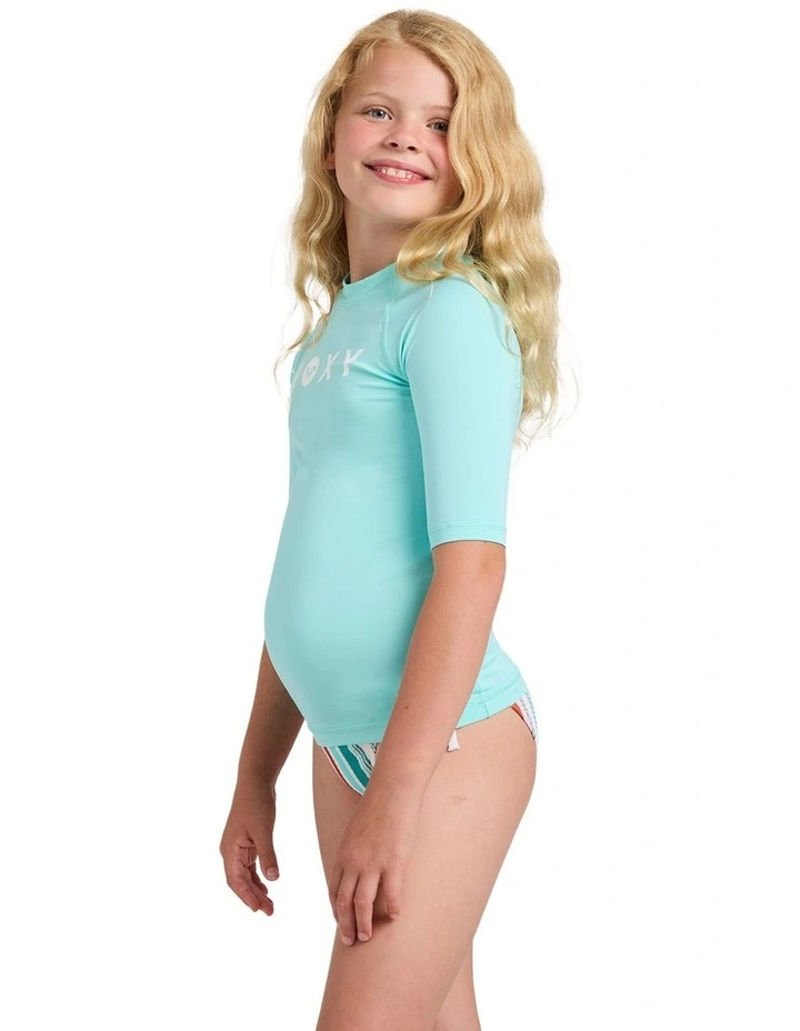 Girls 8-16 Essential UPF 50 Short Sleeve Rashguard In Aruba Blue image 3
