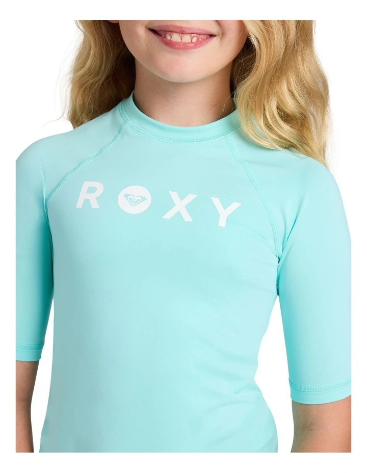 Girls 8-16 Essential UPF 50 Short Sleeve Rashguard In Aruba Blue image 4