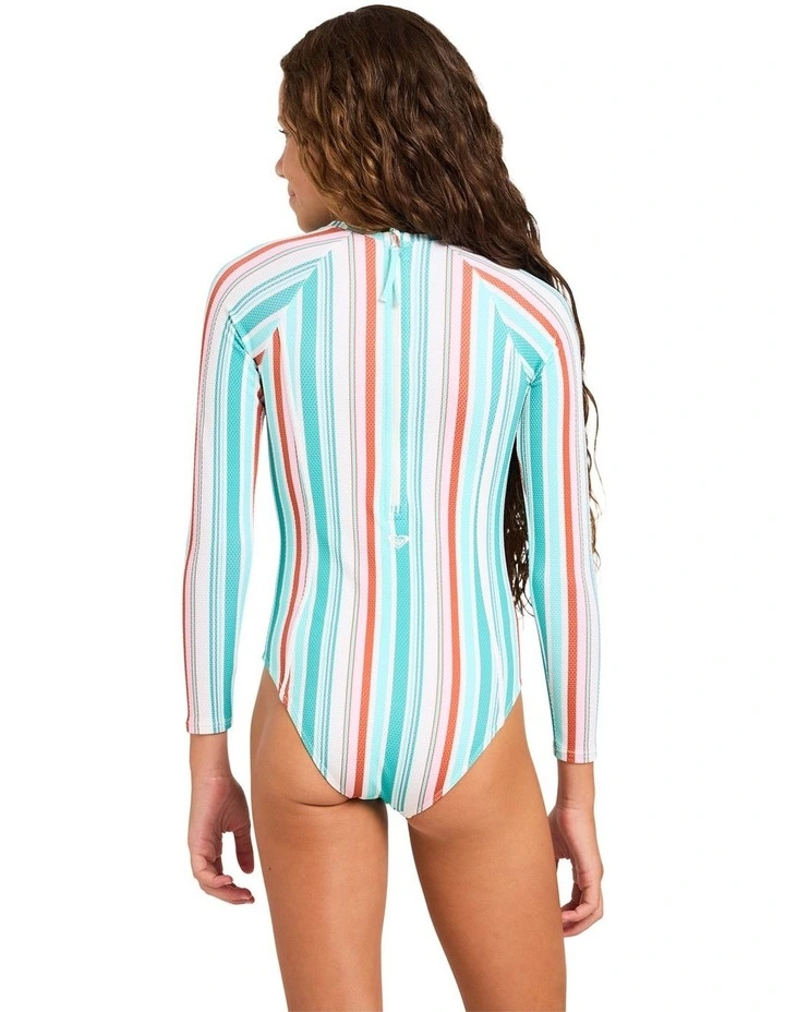 Girls 8-16 Latigo Stripe Long Sleeve One Piece Swimsuit In Latigo Bay image 2