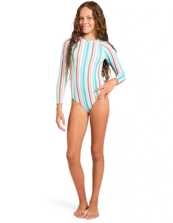 Girls 8-16 Latigo Stripe Long Sleeve One Piece Swimsuit In Latigo Bay image 5