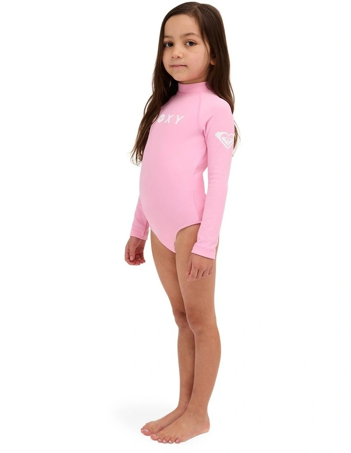Girls 2-7 Long Sleeve Heater Rashguard In PInk image 3