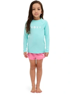 Girls 2-7 Essential Long Sleeve Rashguard In Aruba Blue