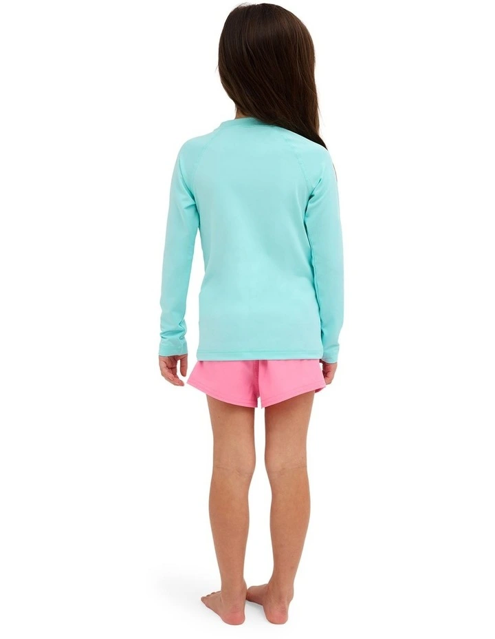 Girls 2-7 Essential Long Sleeve Rashguard In Aruba Blue image 2