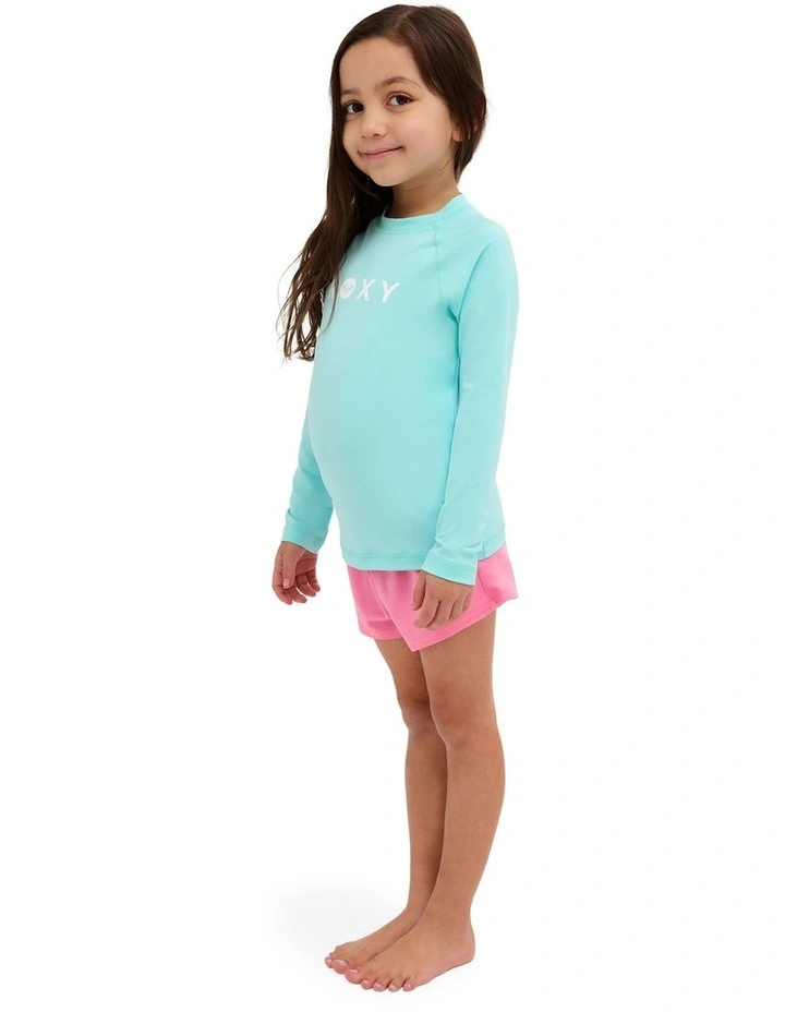 Girls 2-7 Essential Long Sleeve Rashguard In Aruba Blue image 3