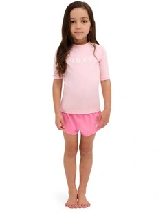 Girls 2-7 Essential Short Sleeve Rashguard In Rose Shadow