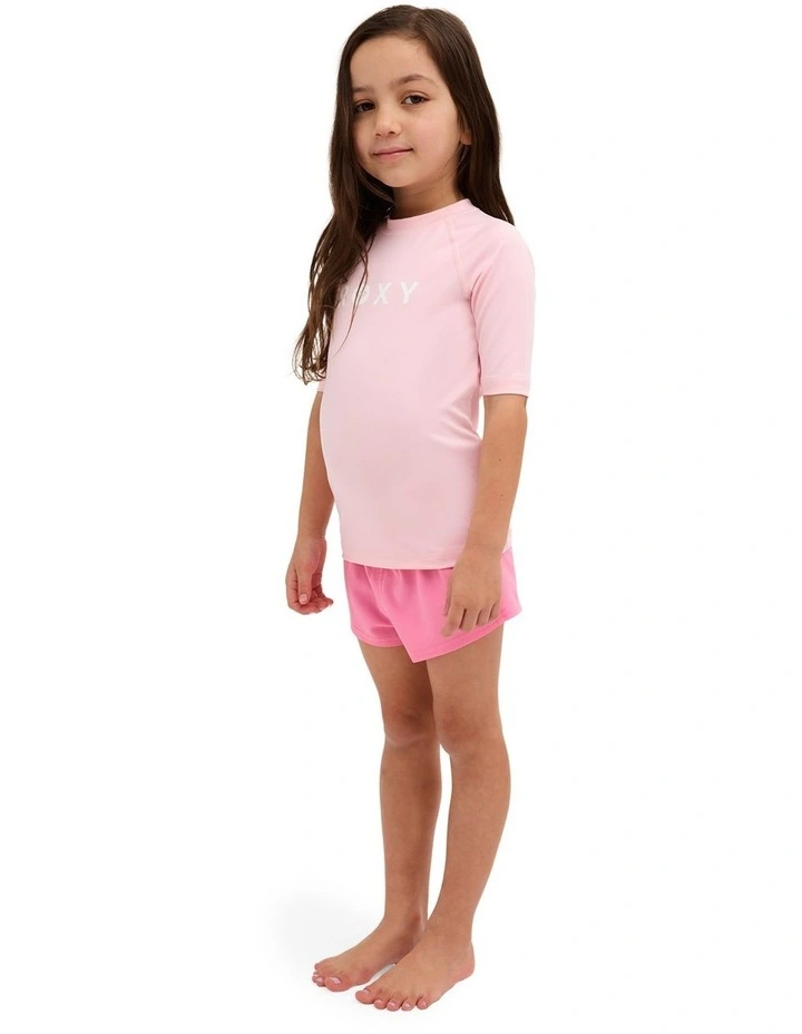 Girls 2-7 Essential Short Sleeve Rashguard In Rose Shadow image 3