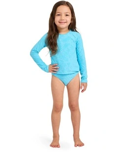 Girls 2-7 Surf The Vibes Long Sleeve Rashguard Two Piece In Splish Splash