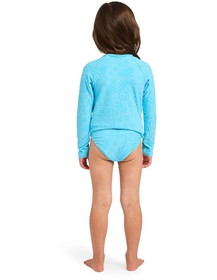 Girls 2-7 Surf The Vibes Long Sleeve Rashguard Two Piece In Splish Splash image 2