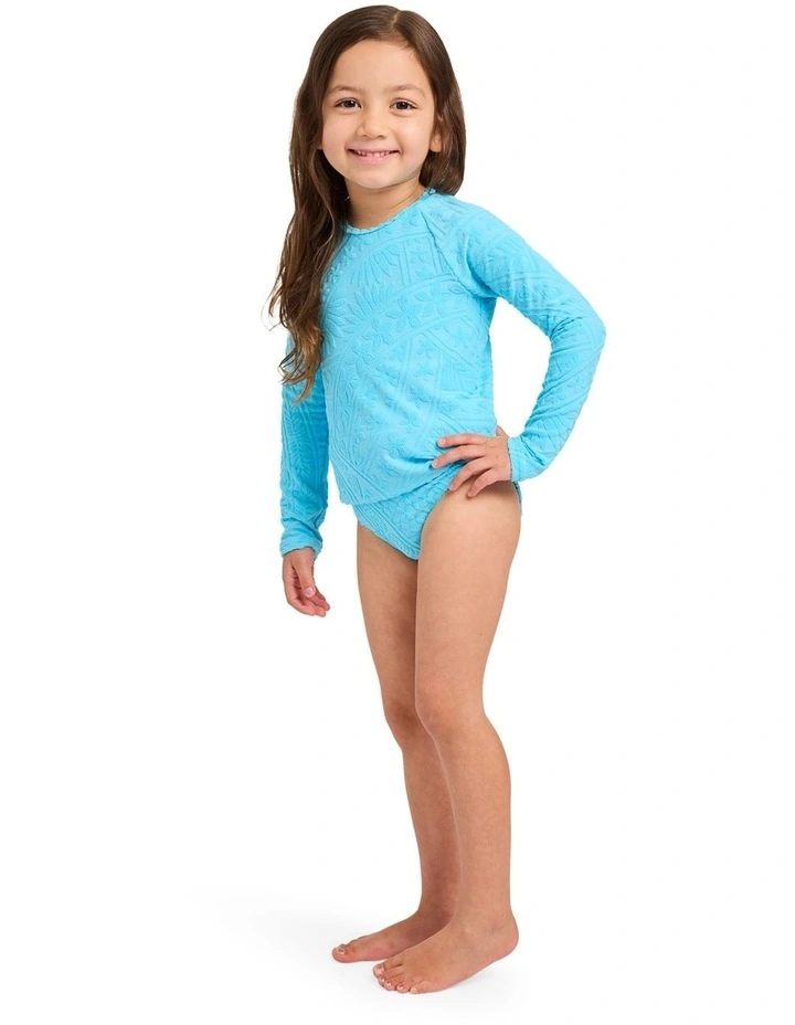 Girls 2-7 Surf The Vibes Long Sleeve Rashguard Two Piece In Splish Splash image 3