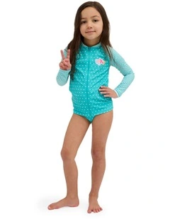 Girls 2-7 Coastal Clash Long Sleeve Swim Two Piece In Ceramic
