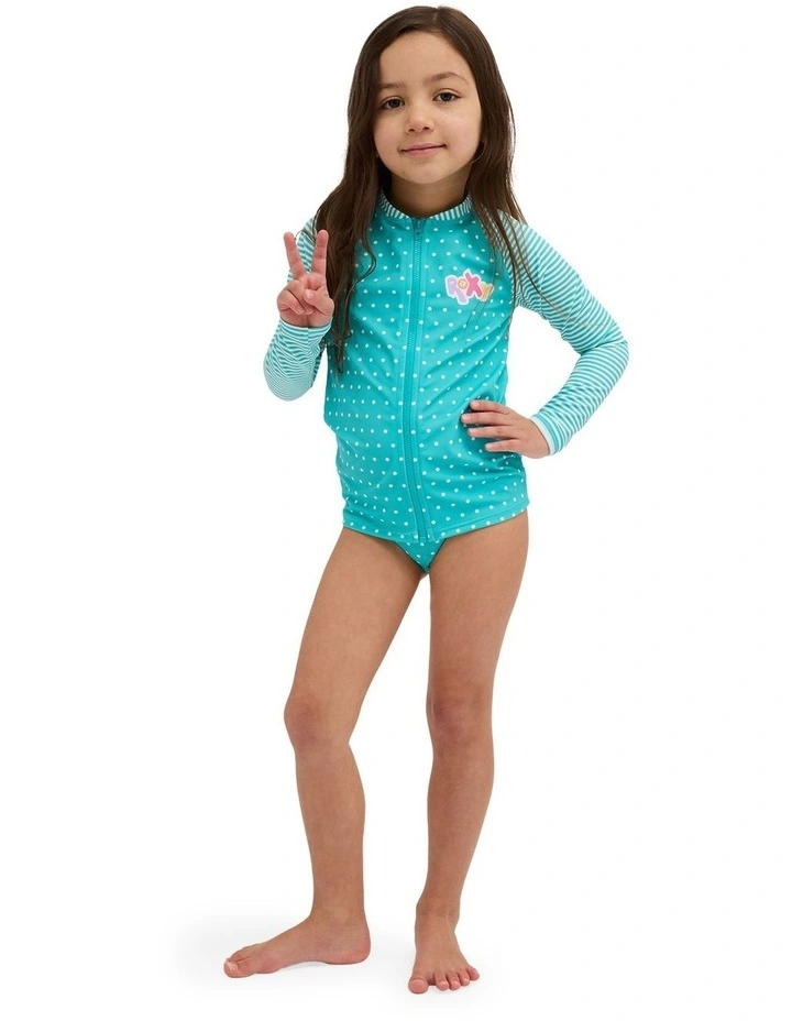 Girls 2-7 Coastal Clash Long Sleeve Swim Two Piece In Ceramic image 1