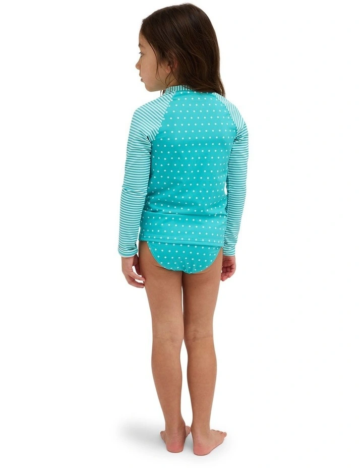 Girls 2-7 Coastal Clash Long Sleeve Swim Two Piece In Ceramic image 2