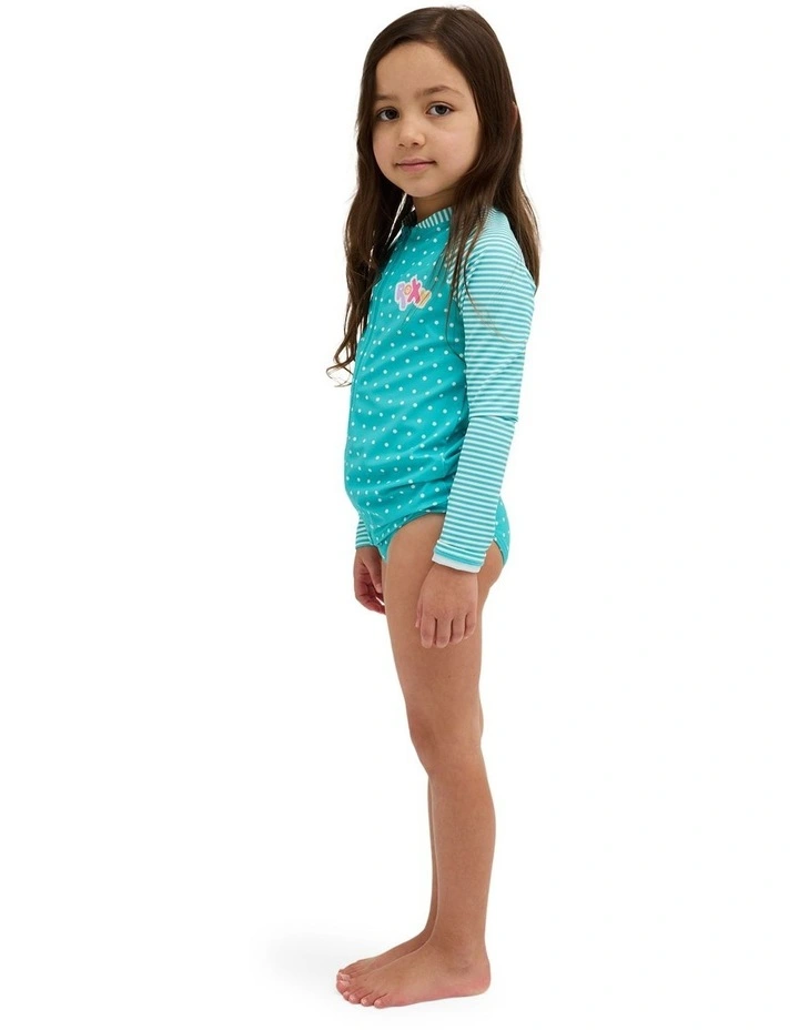 Girls 2-7 Coastal Clash Long Sleeve Swim Two Piece In Ceramic image 3