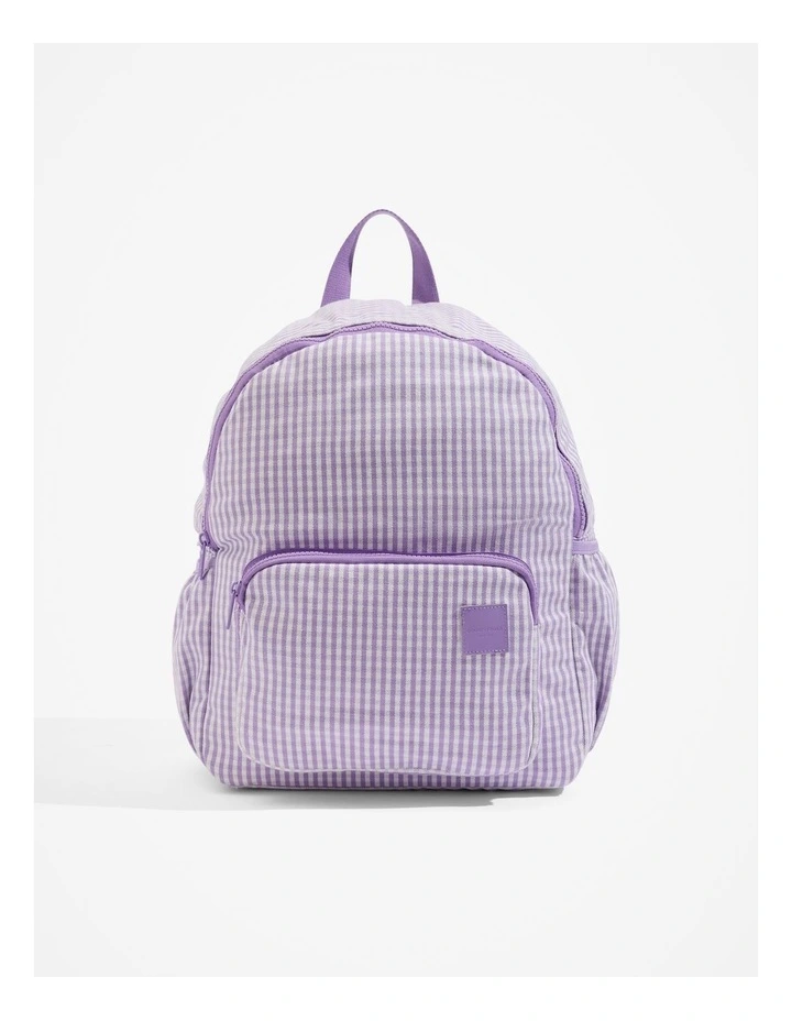 Gingham Backpack in Lilac image 1