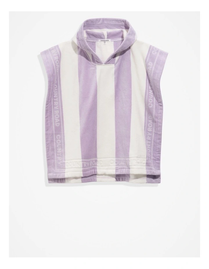 Cotton Logo Stripe Poncho in Lilac image 4