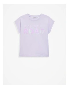 Organically Grown Cotton Sequin Logo T-shirt in Lilac