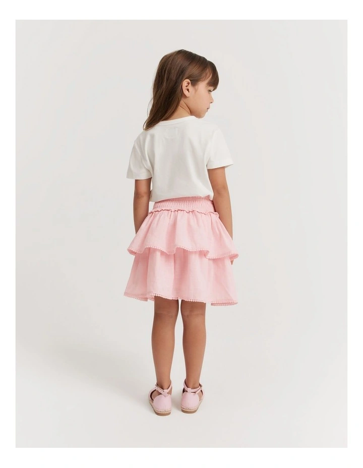 Shirred Tier Skirt in Pink Tint image 3