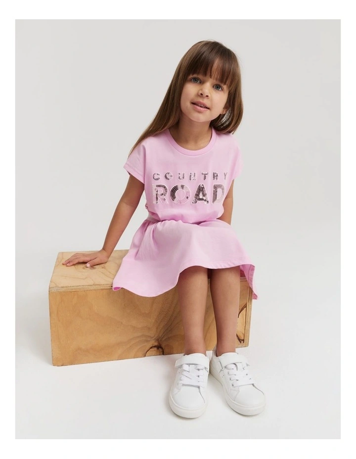 Organically Grown Cotton Logo T-shirt Dress in Petal Pink image 1