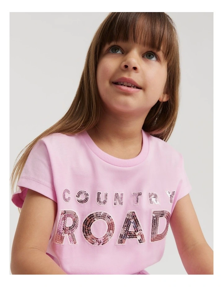Organically Grown Cotton Logo T-shirt Dress in Petal Pink image 2