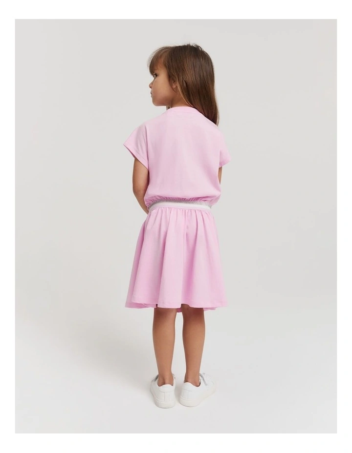 Organically Grown Cotton Logo T-shirt Dress in Petal Pink image 3