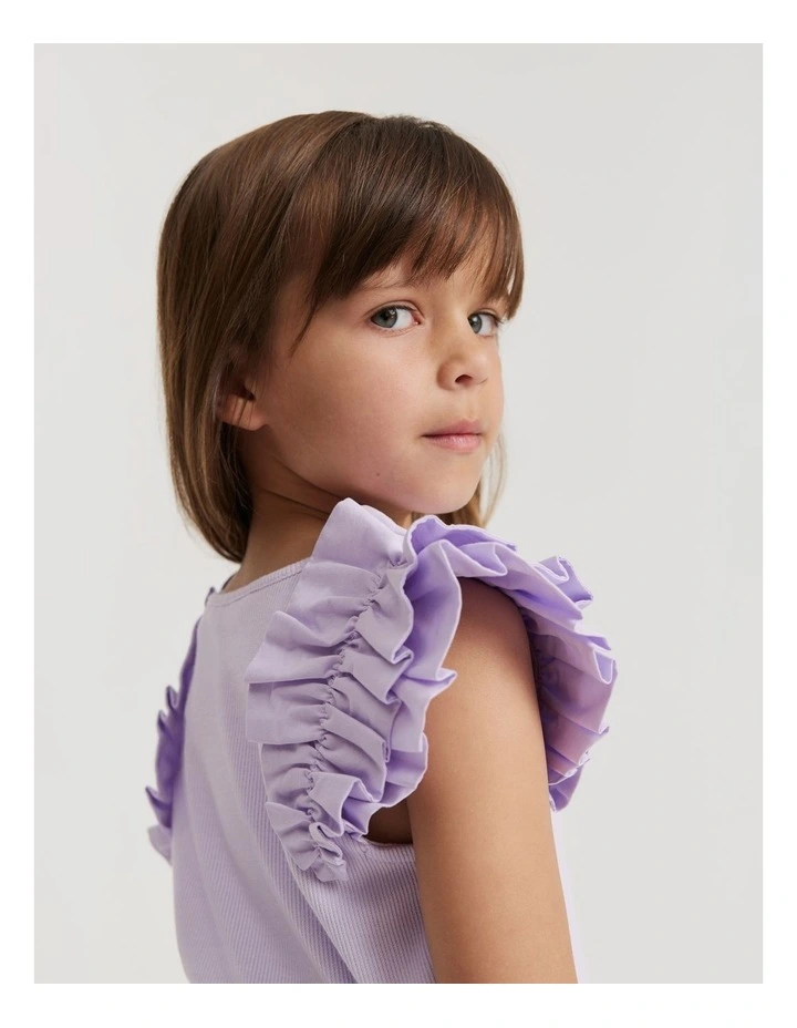 Cotton Shoulder Detail T-Shirt in Lilac image 1