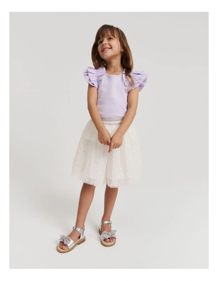 Cotton Shoulder Detail T-Shirt in Lilac image 2