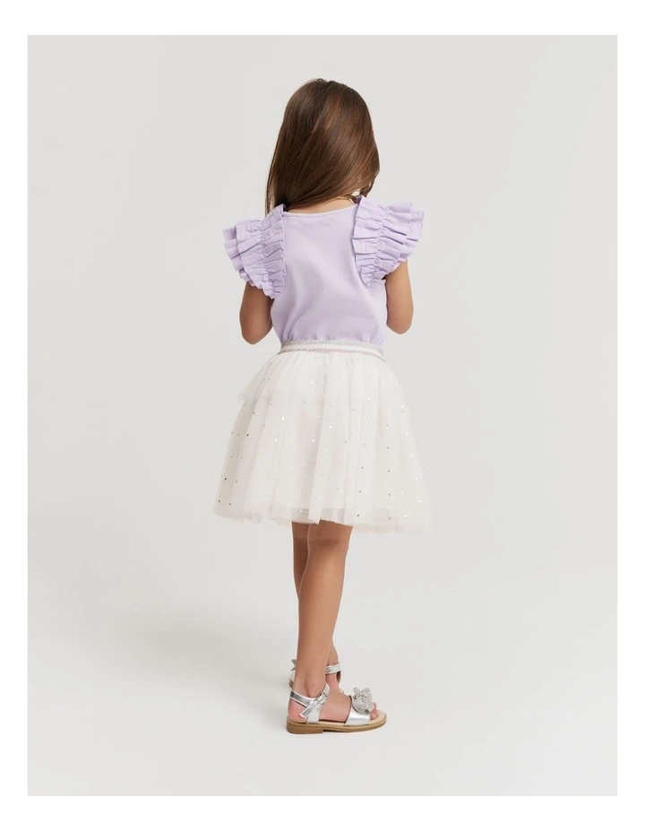 Cotton Shoulder Detail T-Shirt in Lilac image 3