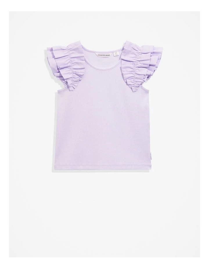 Cotton Shoulder Detail T-Shirt in Lilac image 4