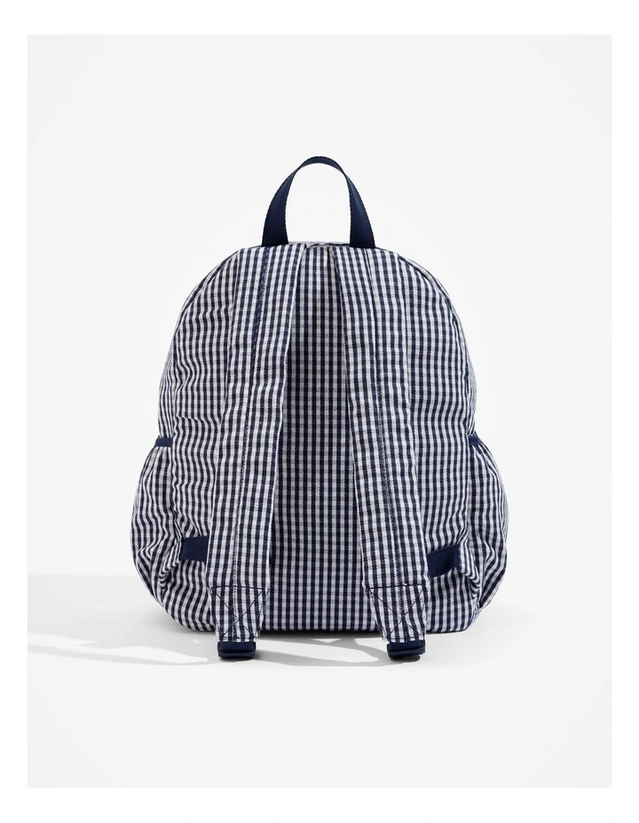 Gingham Backpack in Navy image 3