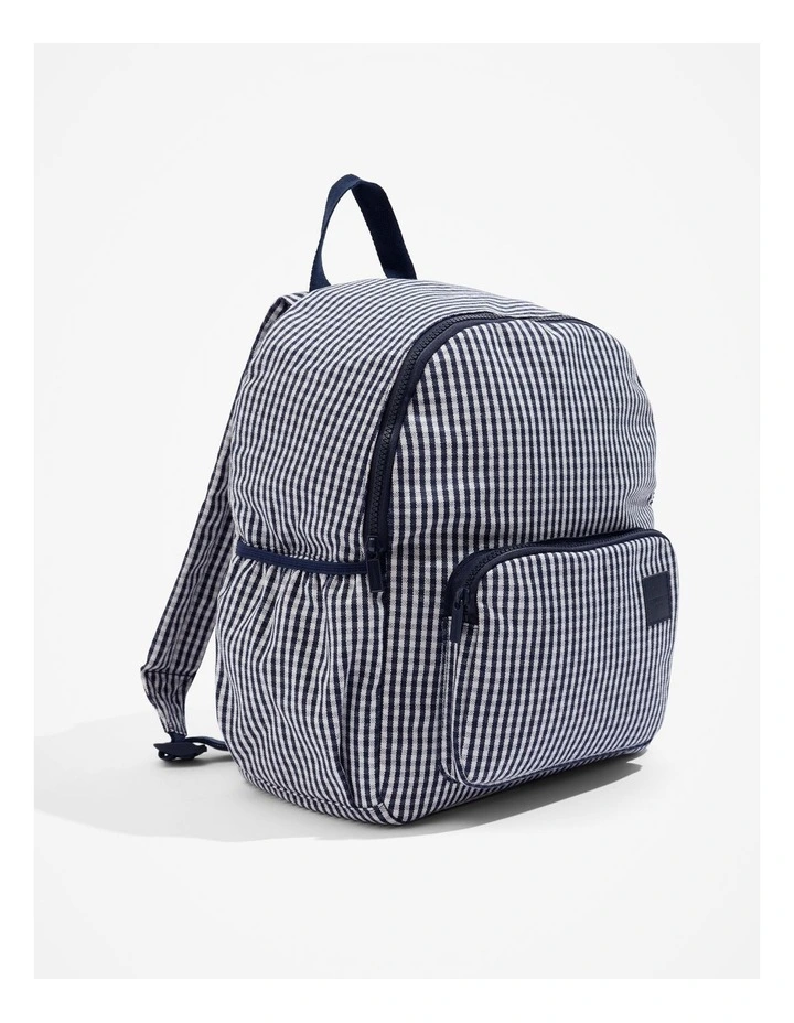 Gingham Backpack in Navy image 4