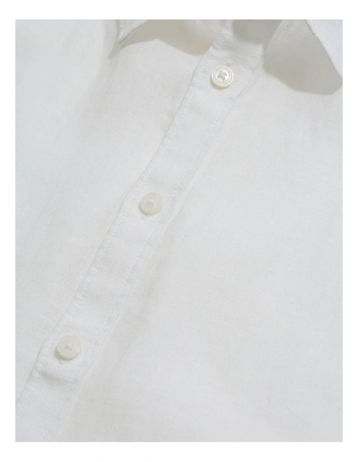 Organically Grown Linen Short Sleeve Shirt in White image 2