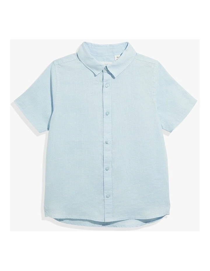 Linen Short Sleeve Shirt in Pale Blue image 1