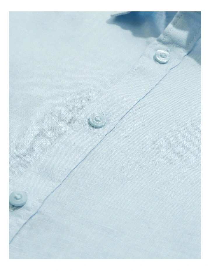Linen Short Sleeve Shirt in Pale Blue image 2