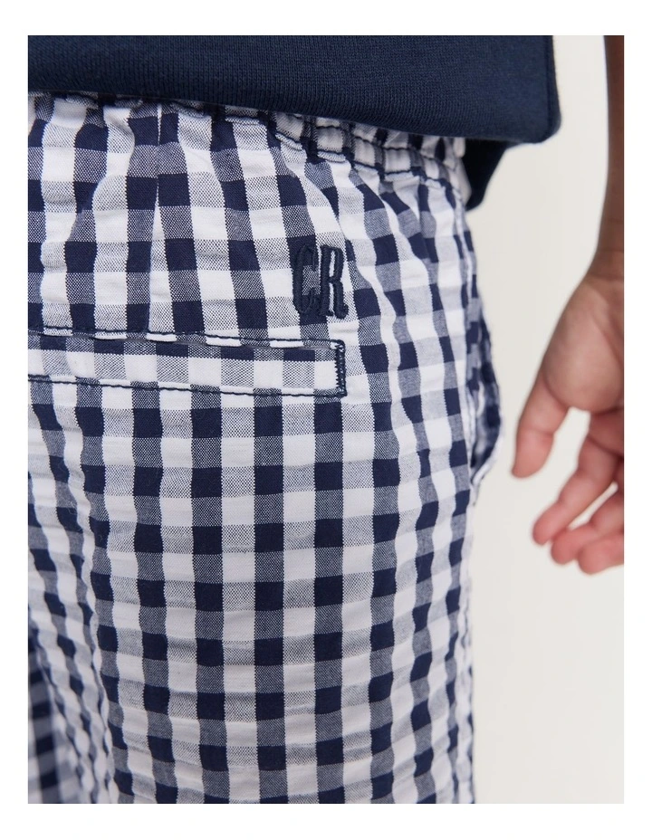Organically Grown Cotton Blend Gingham Short in Navy image 2